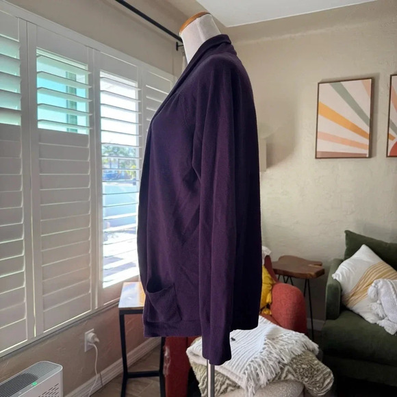 Debbie Morgan long purple cardigan with pockets - Picture 3 of 5